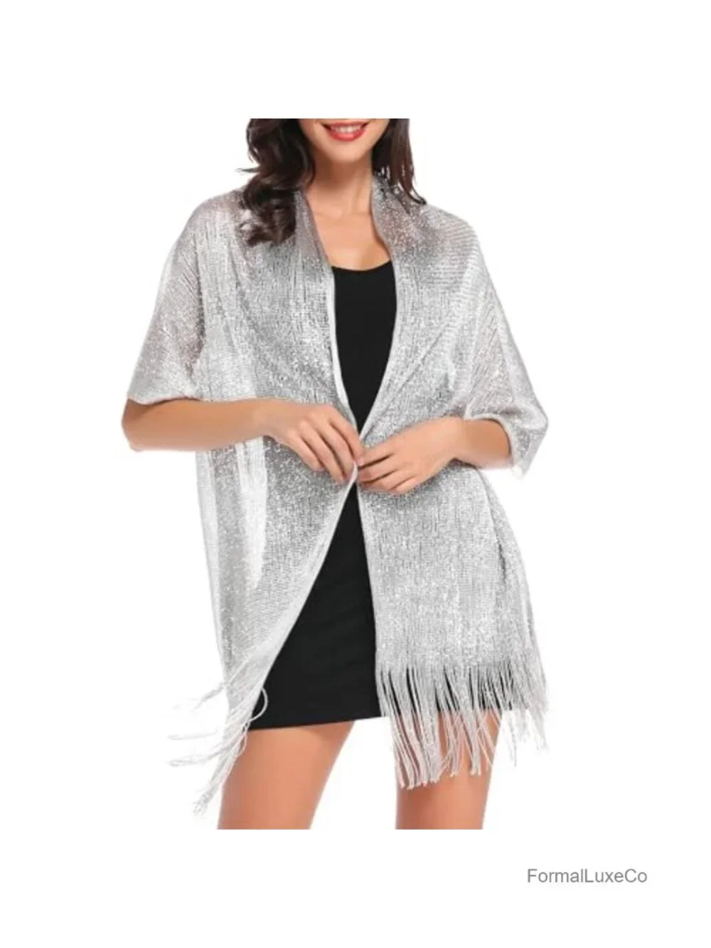 Metallic Shawl Wrap with Buckle for Evening Party Wedding Formal Dresses
